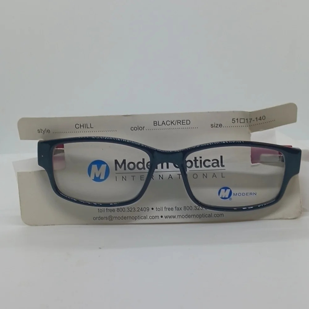 NWT UNISEX MODERN OPTICAL EYEGLASS FRAMES CHILL BLACK RED